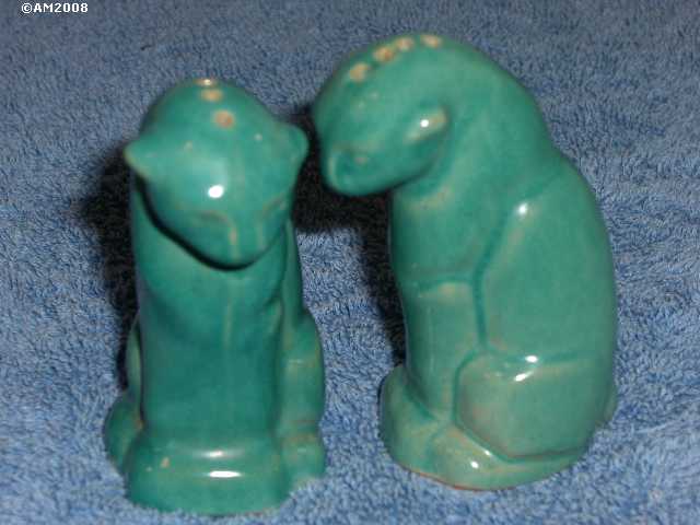 Cat shakers glazed 1951 turquoise